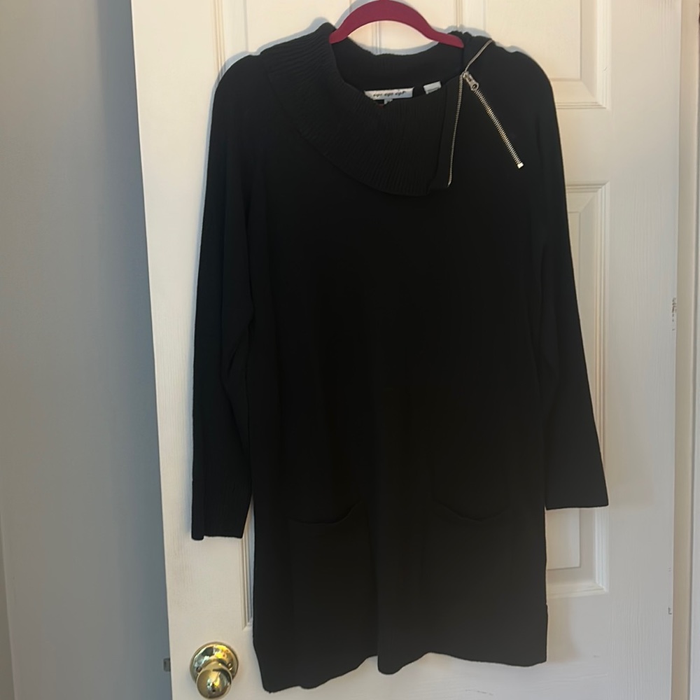 Worn 1 time psweater dress w/front pockets & zipper cowl neck-smoke free home